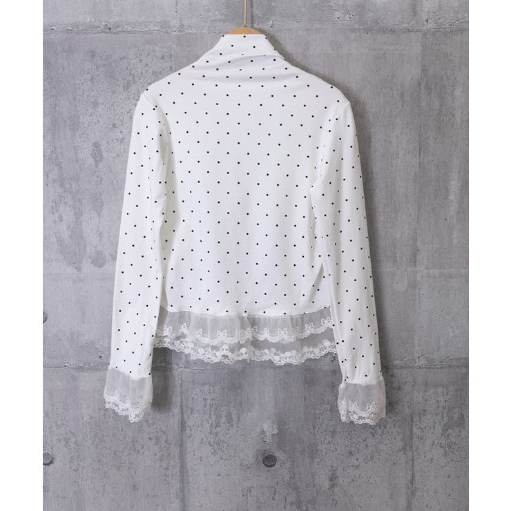 ドット柄 レースフリルトップスハイネック | Miniministore | 詳細画像19 