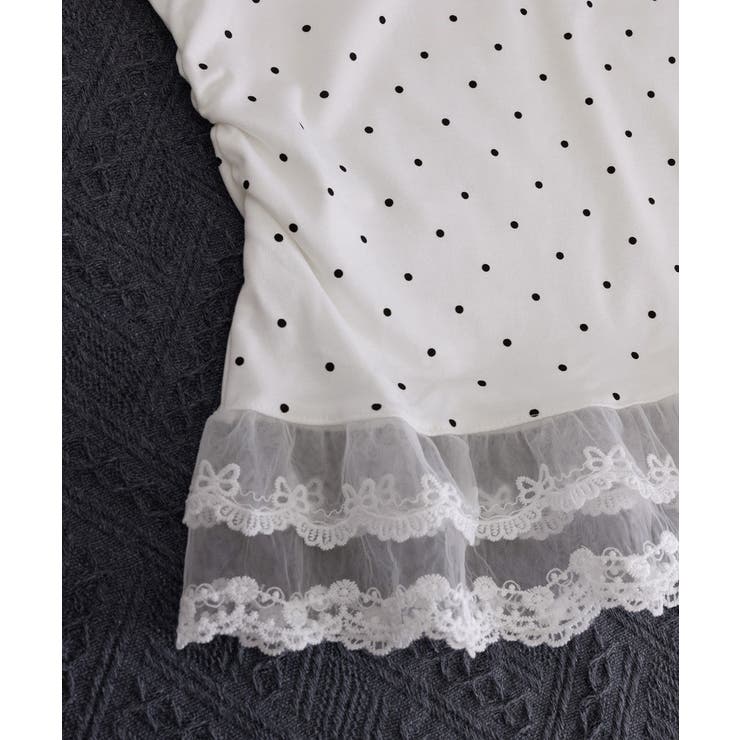 ドット柄 レースフリルトップスハイネック | Miniministore | 詳細画像21 