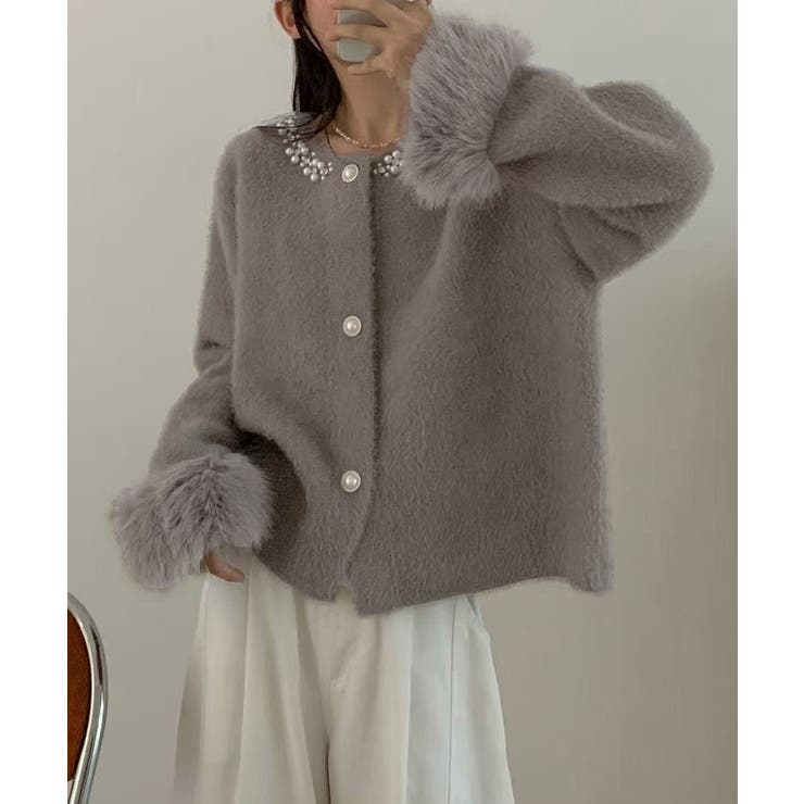モヘアニットカーディガンファージャケット | Miniministore | 詳細画像11 
