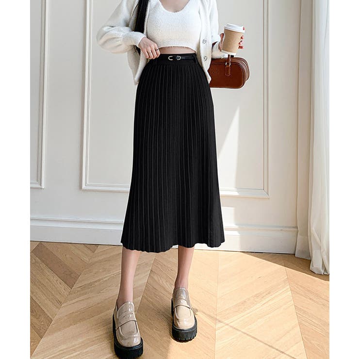 ハイウエスト プリーツニットスカート秋冬 | Miniministore | 詳細画像7 