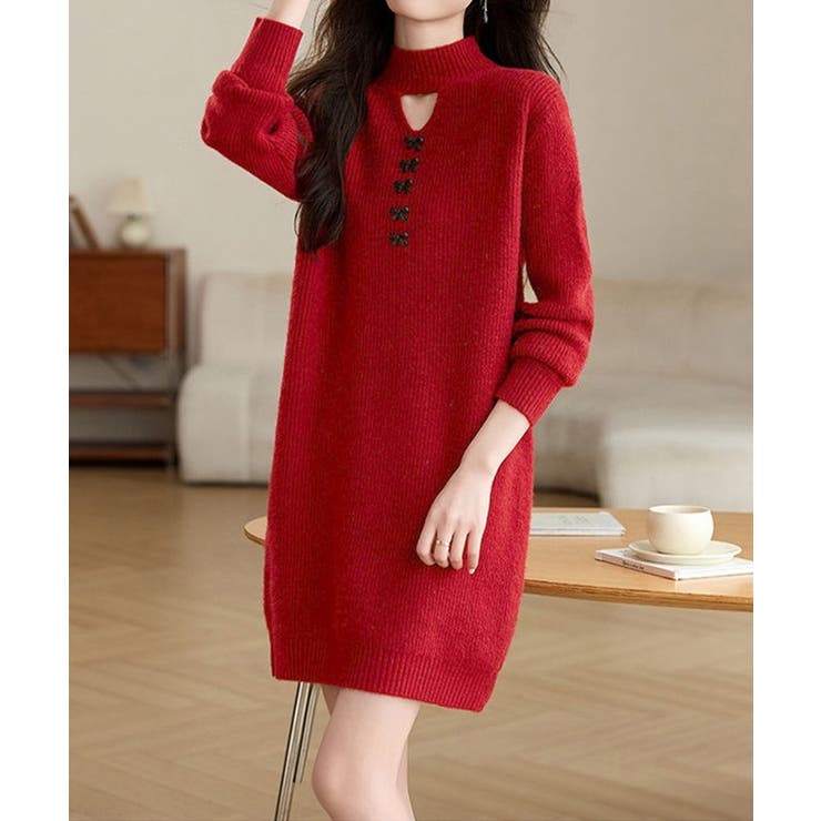 胸元セクシーニットワンピース リボン付き | Miniministore | 詳細画像10 