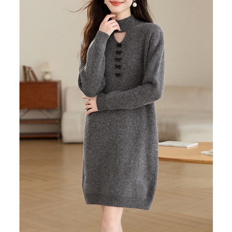 胸元セクシーニットワンピース リボン付き | Miniministore | 詳細画像11 