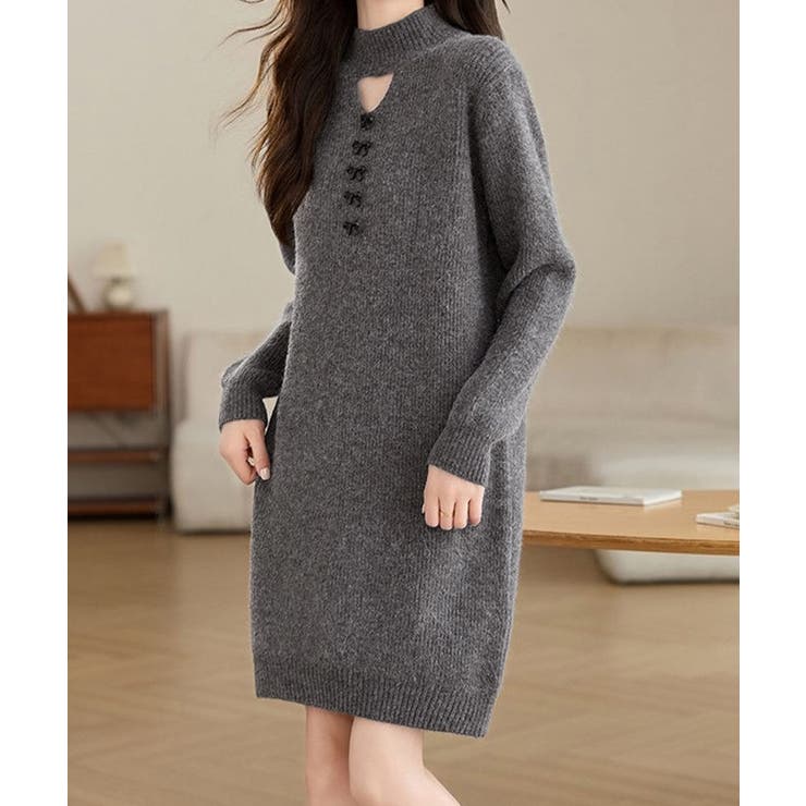 胸元セクシーニットワンピース リボン付き | Miniministore | 詳細画像12 