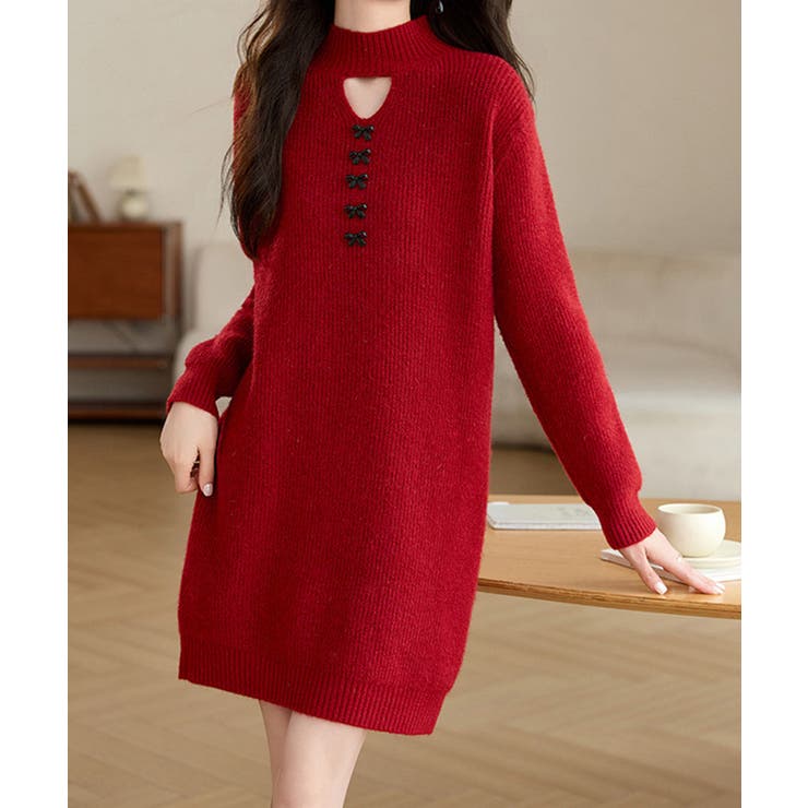 胸元セクシーニットワンピース リボン付き | Miniministore | 詳細画像14 