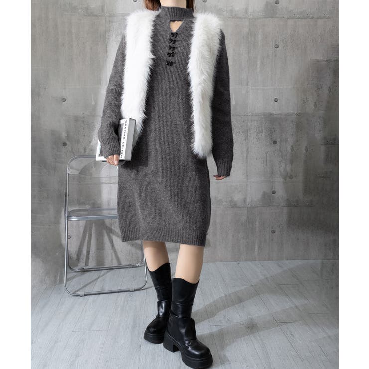 胸元セクシーニットワンピース リボン付き | Miniministore | 詳細画像17 