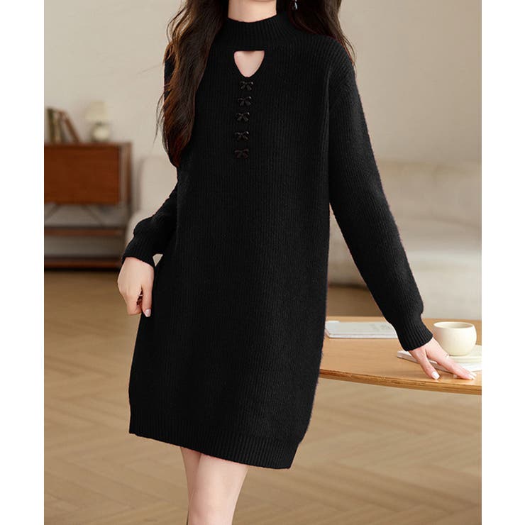 胸元セクシーニットワンピース リボン付き | Miniministore | 詳細画像5 