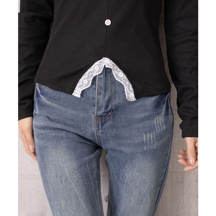 リボンニットトップスレース切り替え 長袖 | Miniministore | 詳細画像17 