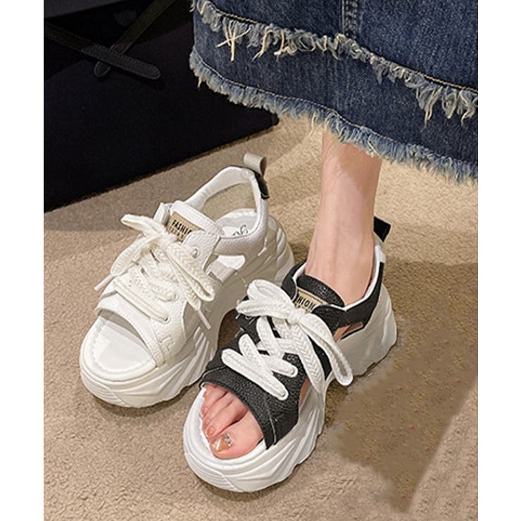 レースアップスニーカーサンダル厚底靴美脚 | Miniministore | 詳細画像8 
