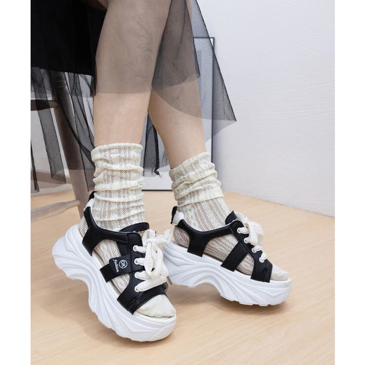 レースアップスニーカーサンダル厚底靴美脚 | Miniministore | 詳細画像9 
