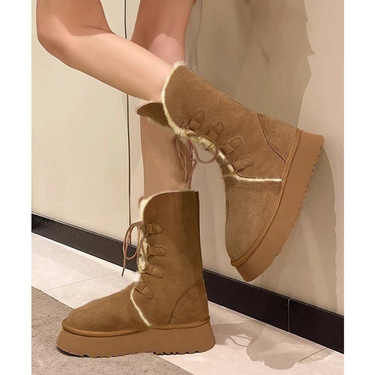 ボアムートンブーツ裏起毛 厚底ブーツ冬靴 | Miniministore | 詳細画像1 