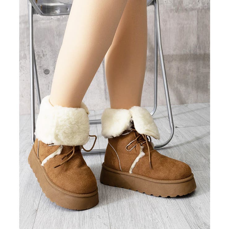 ボアムートンブーツ裏起毛 厚底ブーツ冬靴 | Miniministore | 詳細画像13 