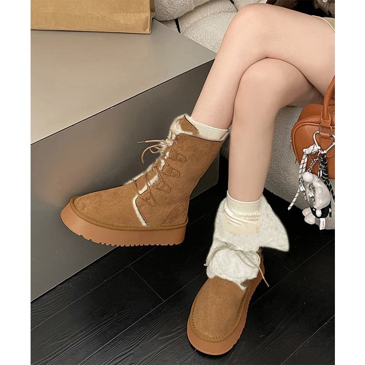 ボアムートンブーツ裏起毛 厚底ブーツ冬靴 | Miniministore | 詳細画像5 