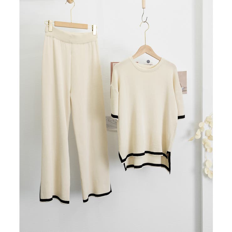 セットアップ 配色スリットニットとパンツ | Miniministore | 詳細画像12 