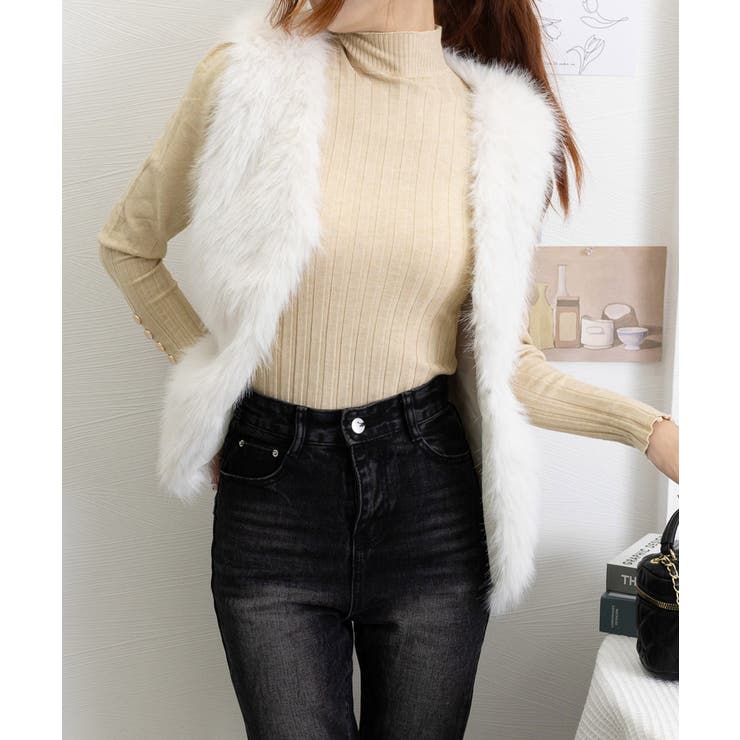 ボトルネックニットトップス 袖口金ボタン | Miniministore | 詳細画像20 