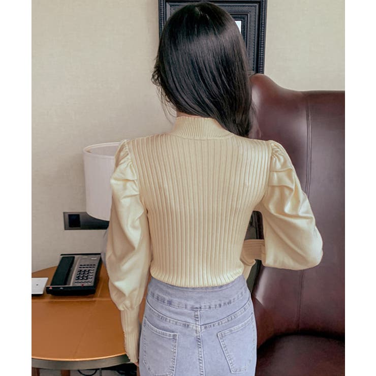 ボトルネックニットトップス 袖口金ボタン | Miniministore | 詳細画像8 