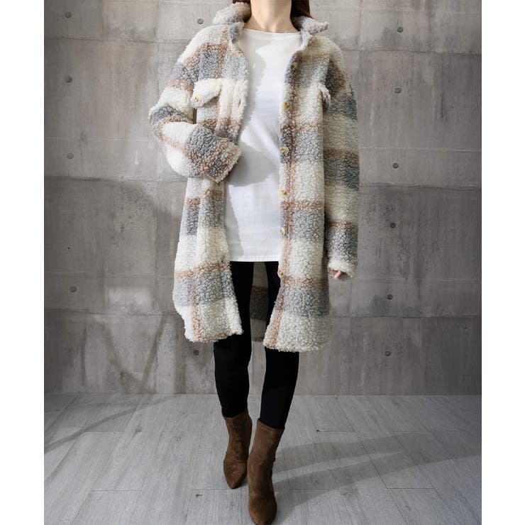 ボアジャケット韓国風チェックカーディガン | Miniministore | 詳細画像10 