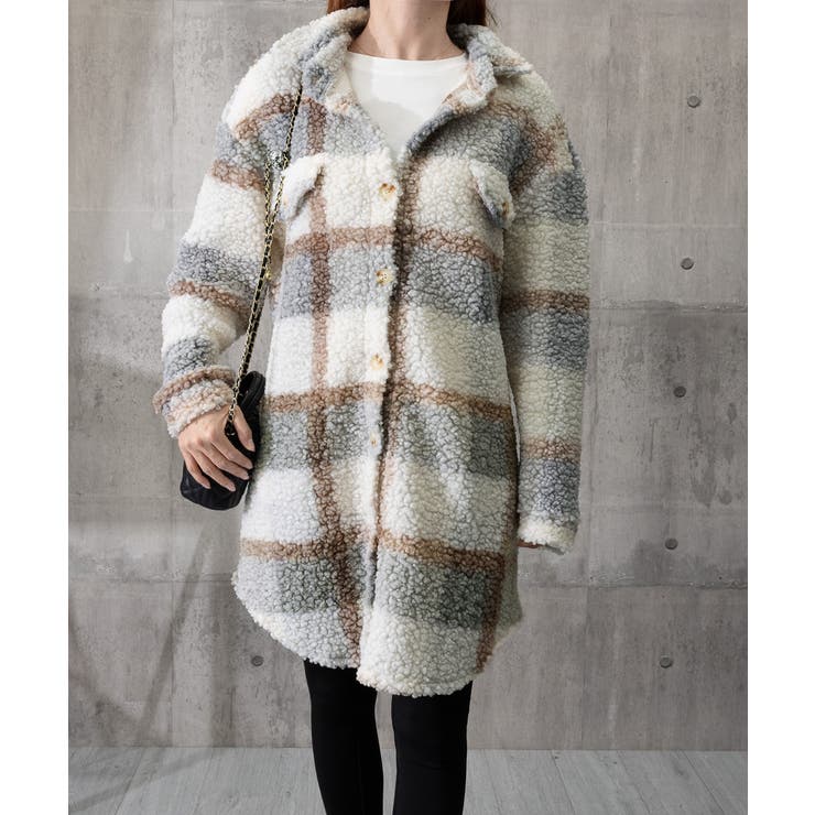 ボアジャケット韓国風チェックカーディガン | Miniministore | 詳細画像11 