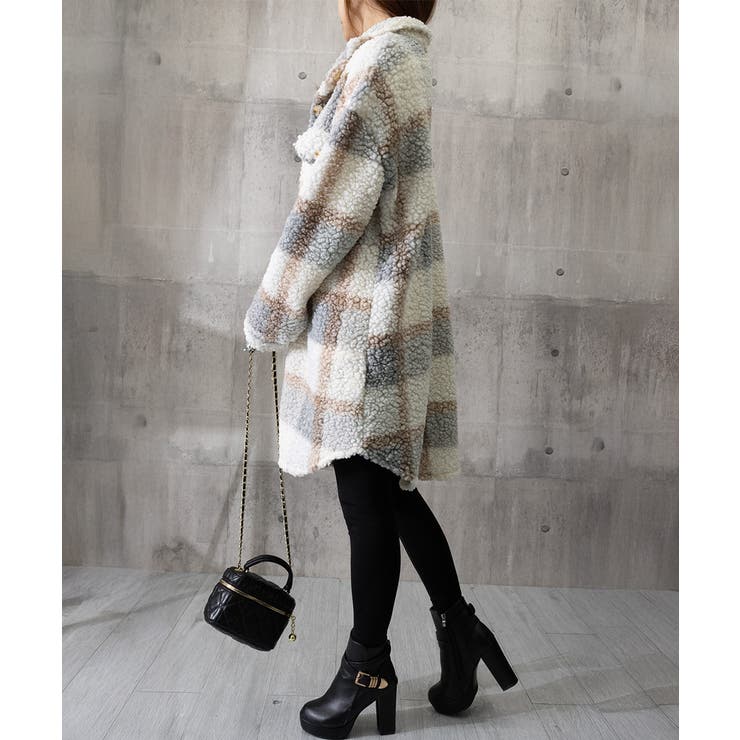 ボアジャケット韓国風チェックカーディガン | Miniministore | 詳細画像12 