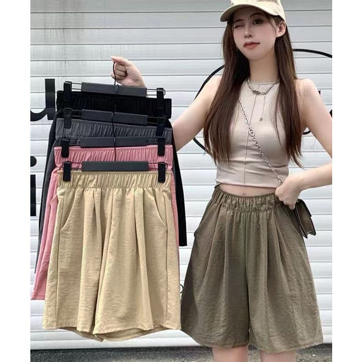 韓国風 ワイドショートパンツ レディース[品番：II000011720