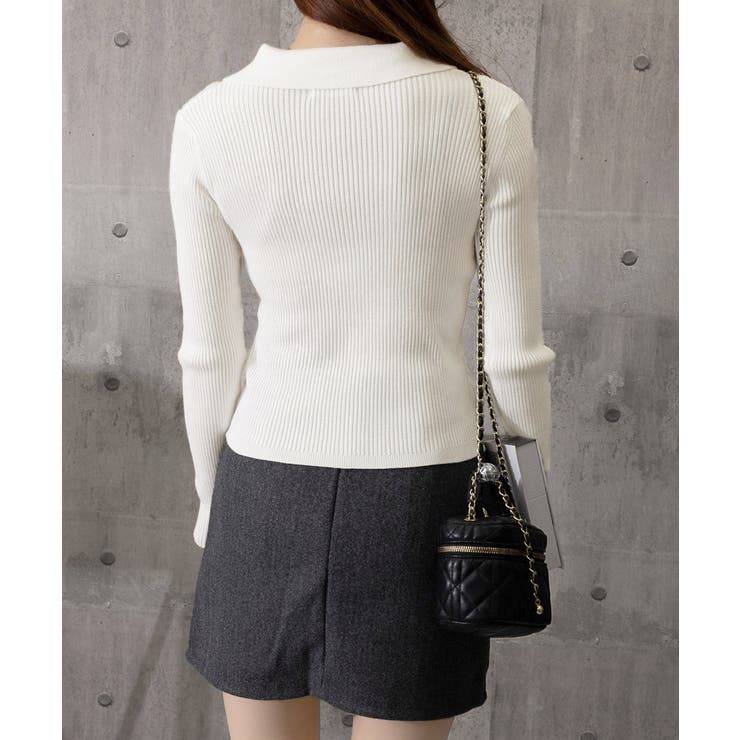 レースアップ リブニットトップス 韓国風 | Miniministore | 詳細画像16 