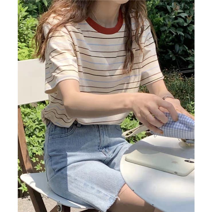 マルチボーダーTシャツ 半袖カットソー夏 | Miniministore | 詳細画像11 