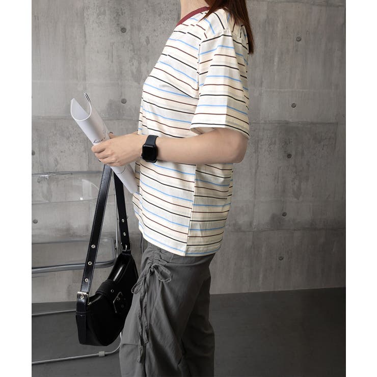 マルチボーダーTシャツ 半袖カットソー夏 | Miniministore | 詳細画像14 