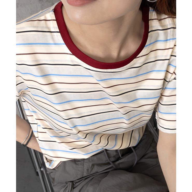 マルチボーダーTシャツ 半袖カットソー夏 | Miniministore | 詳細画像17 
