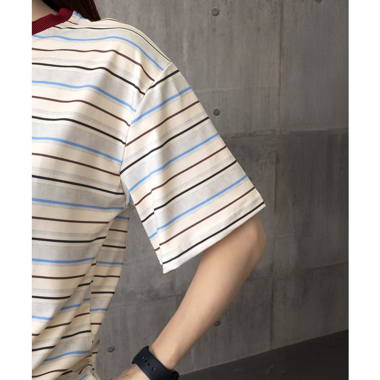 マルチボーダーTシャツ 半袖カットソー夏 | Miniministore | 詳細画像18 