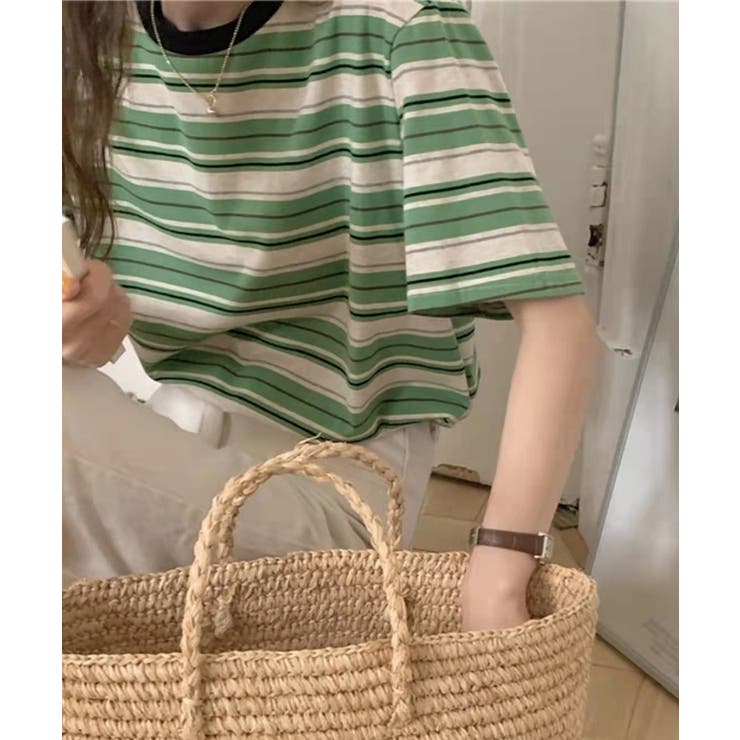 マルチボーダーTシャツ 半袖カットソー夏 | Miniministore | 詳細画像9 