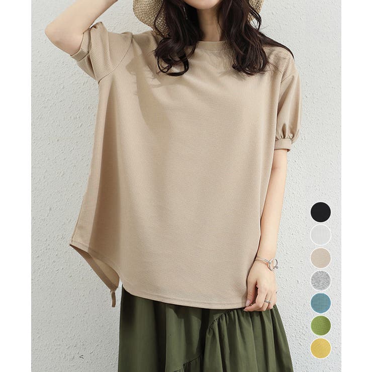ワッフルTシャツ半袖レディースゆったり夏 | Miniministore | 詳細画像1 