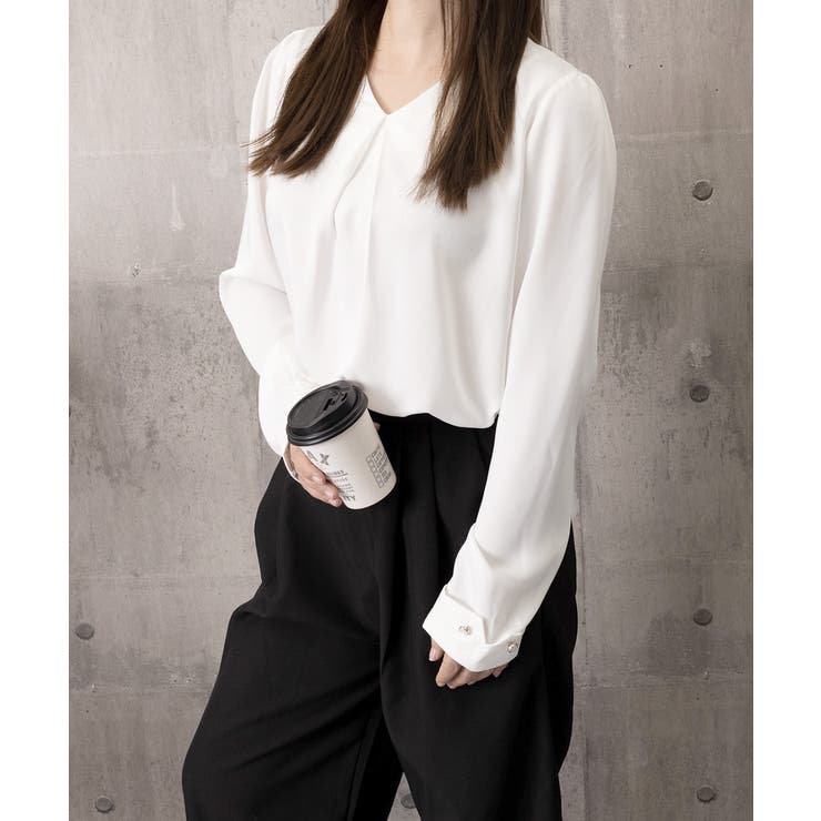 Vネックシフォンブラウス タックブラウス | Miniministore | 詳細画像14 