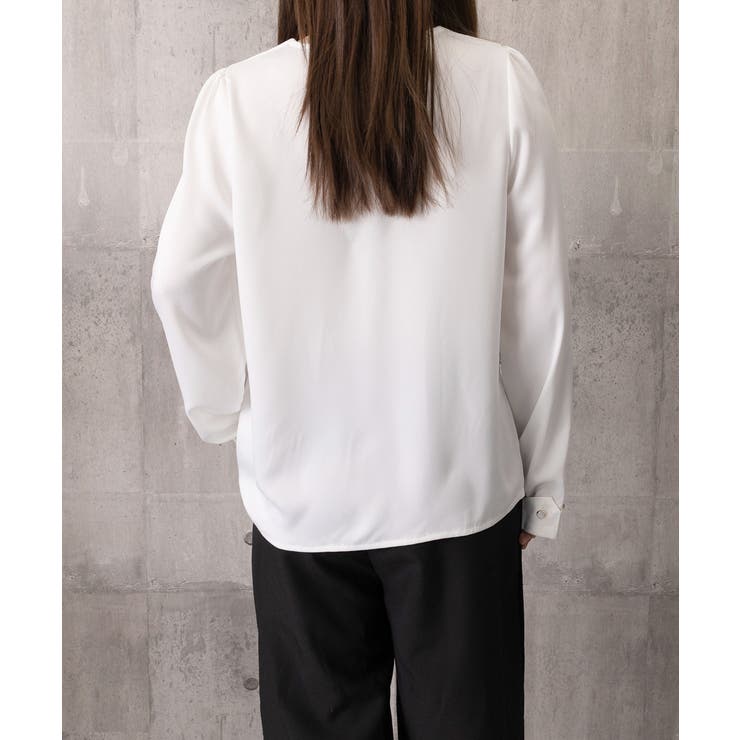 Vネックシフォンブラウス タックブラウス | Miniministore | 詳細画像16 