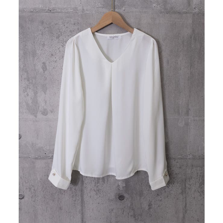 Vネックシフォンブラウス タックブラウス | Miniministore | 詳細画像17 