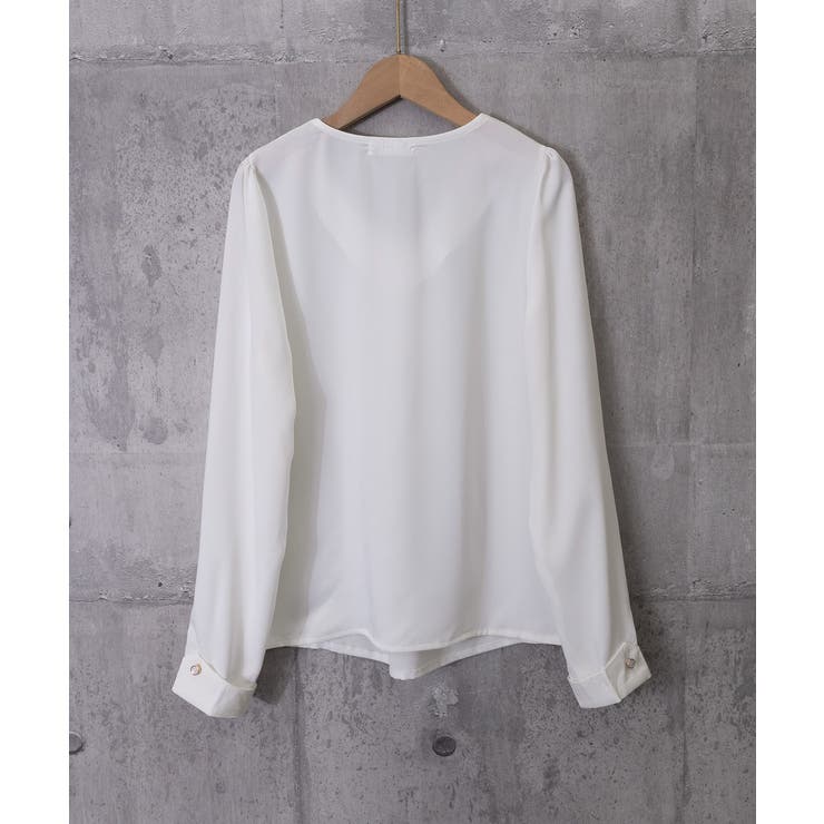 Vネックシフォンブラウス タックブラウス | Miniministore | 詳細画像18 