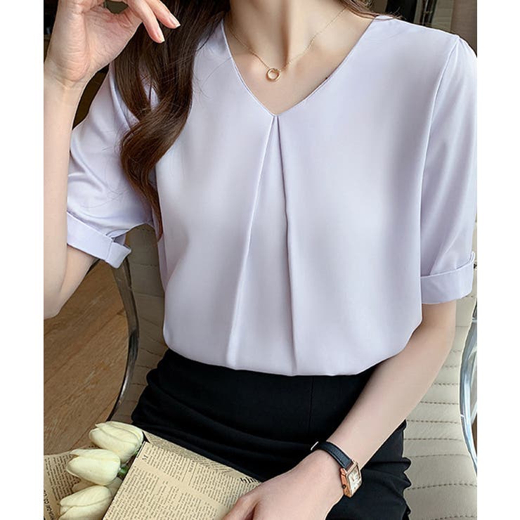 半袖シャツブラウスレディースVネック夏服 | Miniministore | 詳細画像10 