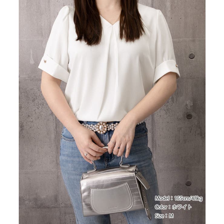 半袖シャツブラウスレディースVネック夏服 | Miniministore | 詳細画像13 