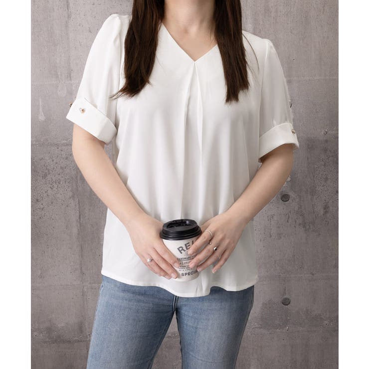 半袖シャツブラウスレディースVネック夏服 | Miniministore | 詳細画像14 