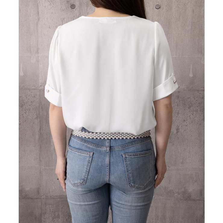 半袖シャツブラウスレディースVネック夏服 | Miniministore | 詳細画像16 