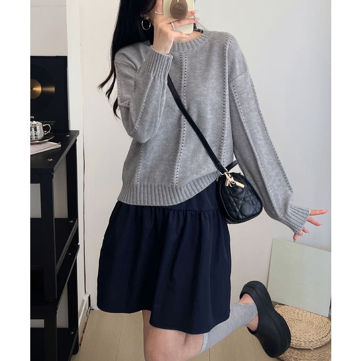 ニットトップス 秋冬クルーネックセーター | Miniministore | 詳細画像5 