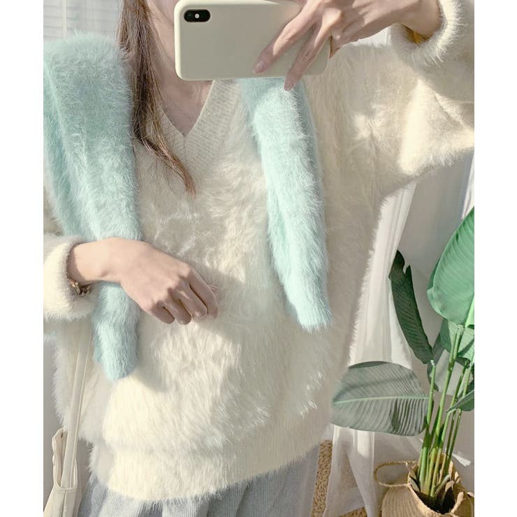 シャギーニットトップスふわふわニット秋冬 | Miniministore | 詳細画像5 