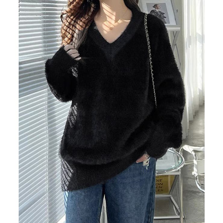 シャギーニットトップスふわふわニット秋冬 | Miniministore | 詳細画像7 