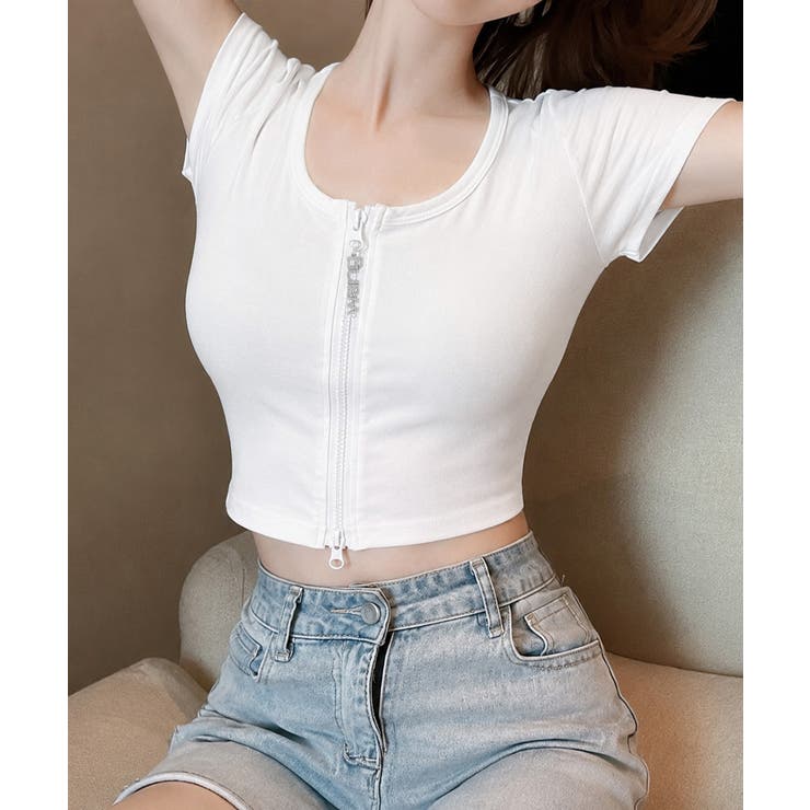 ジッパートップス韓国風ショート丈tシャツ | Miniministore | 詳細画像10 