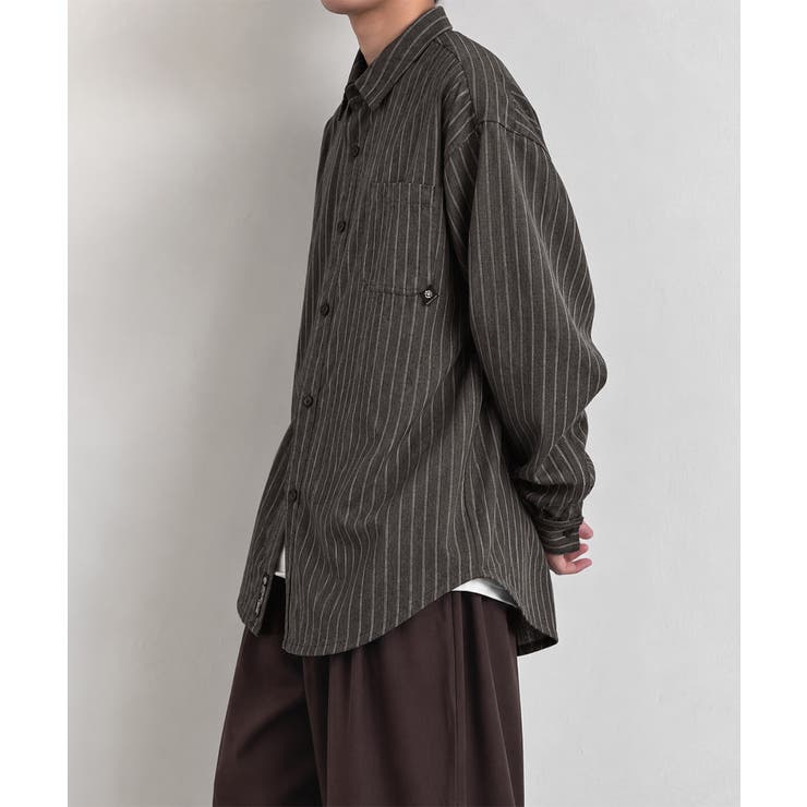 ストライプ柄シャツ メンズ秋冬シャツ長袖 | AsaAura | 詳細画像16 