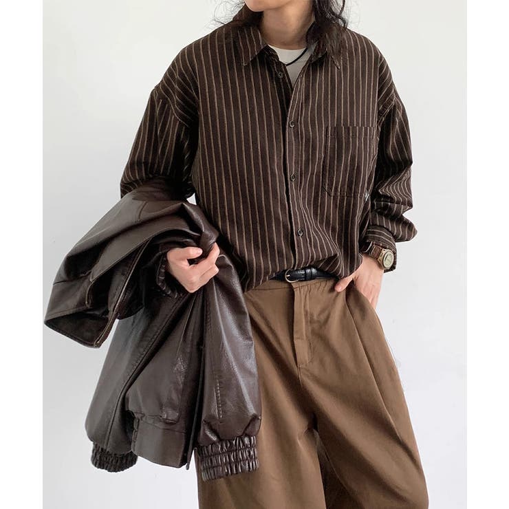 ストライプ柄シャツ メンズ秋冬シャツ長袖 | AsaAura | 詳細画像4 
