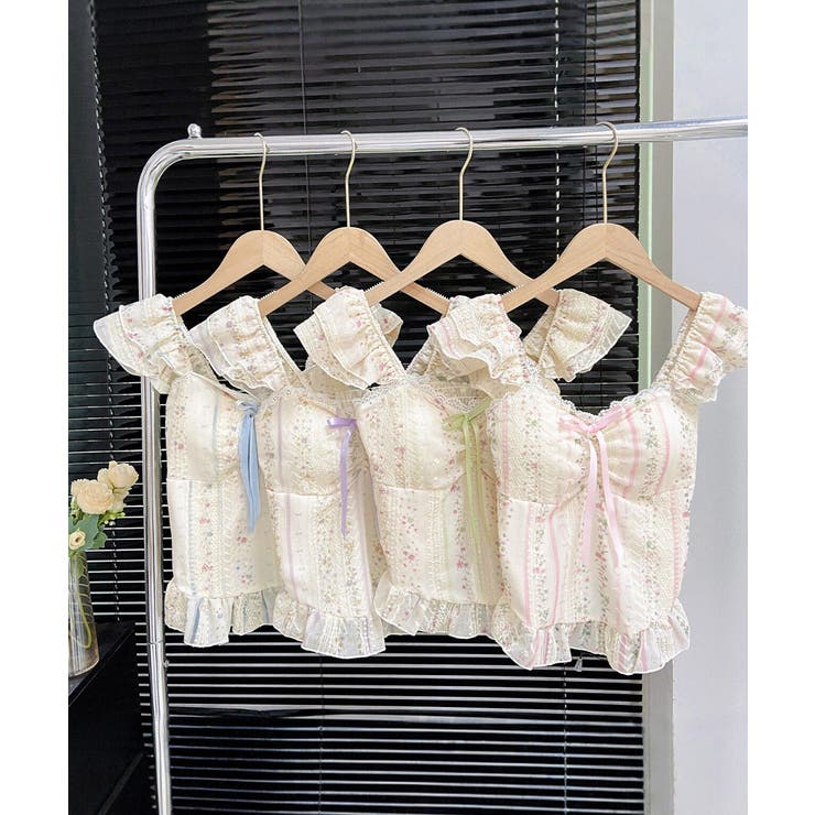 リボンフリルキャミソールカップ付きタンク | Miniministore | 詳細画像15 