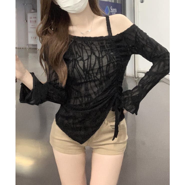 ワンオフショルダーレースTシャツギャザー | Miniministore | 詳細画像13 