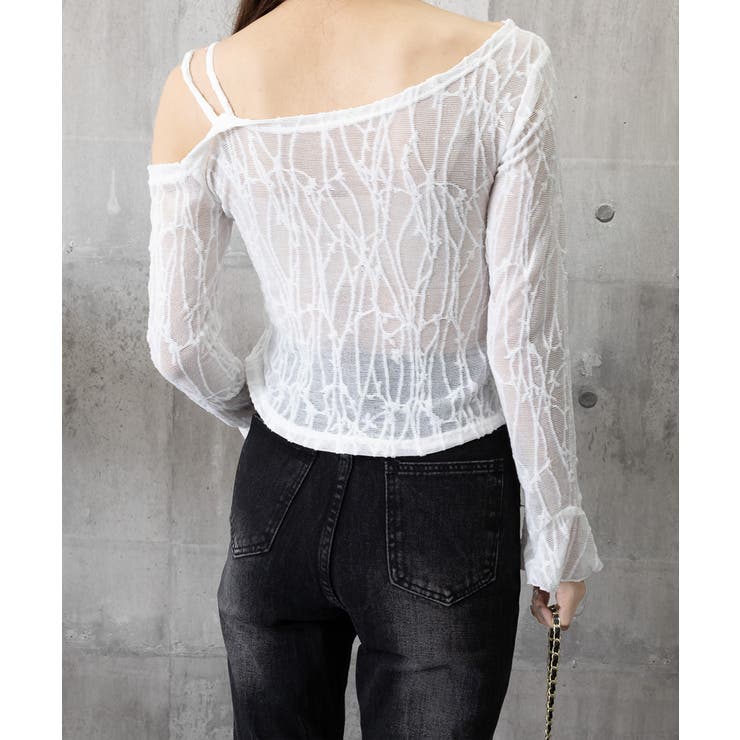 ワンオフショルダーレースTシャツギャザー | Miniministore | 詳細画像18 