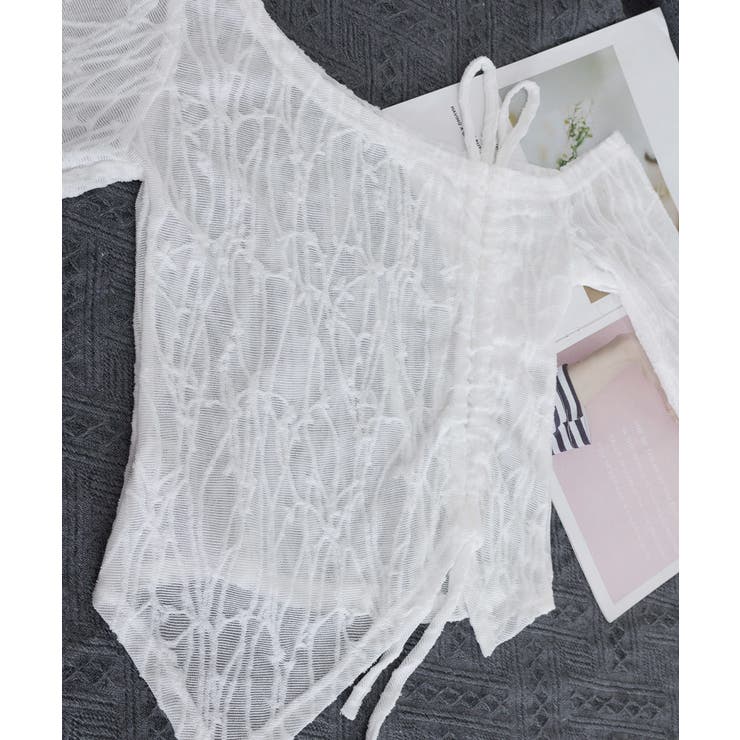 ワンオフショルダーレースTシャツギャザー | Miniministore | 詳細画像21 