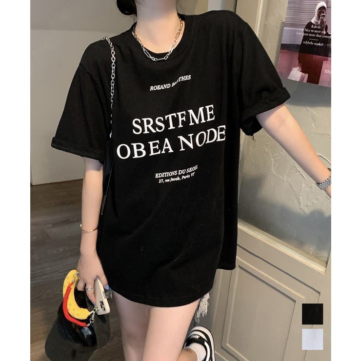ロゴプリントTシャツ 半袖韓国風トップス | Miniministore | 詳細画像1 