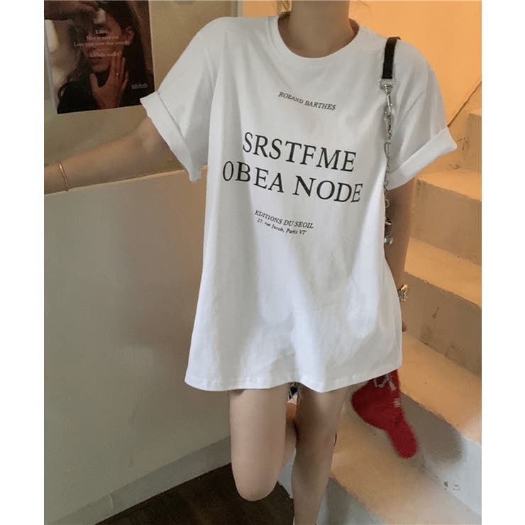 ロゴプリントTシャツ 半袖韓国風トップス | Miniministore | 詳細画像10 